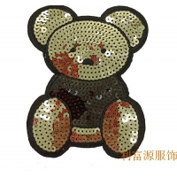 廣東刺繡廠家直銷服裝珠片亮片繡花章仔圓形卡通翻片珠片繡布貼